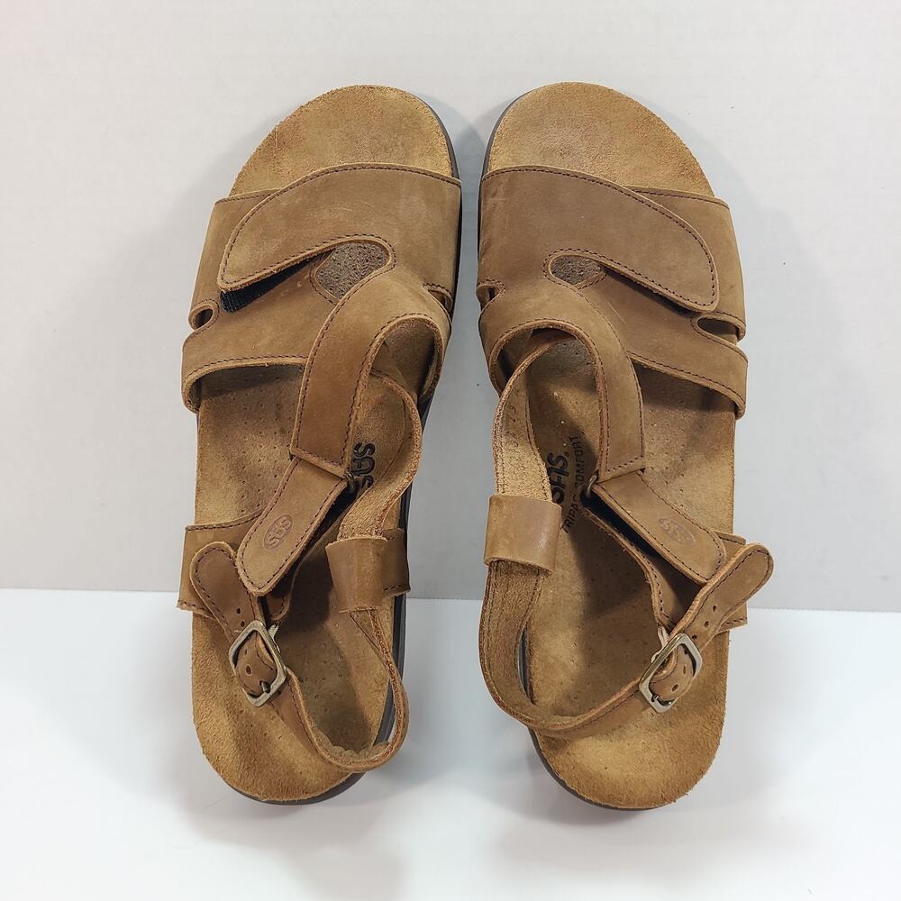 SAS Huggy Sandals Shoes Womens Size 13 N Brown Leather Strappy Orthotic Comfort